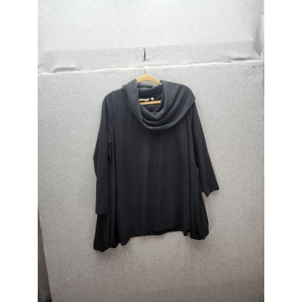 Soft Surroundings Womens 1X Cowl Neck Charcoal Tunic Top Polyester/Spandex Blend